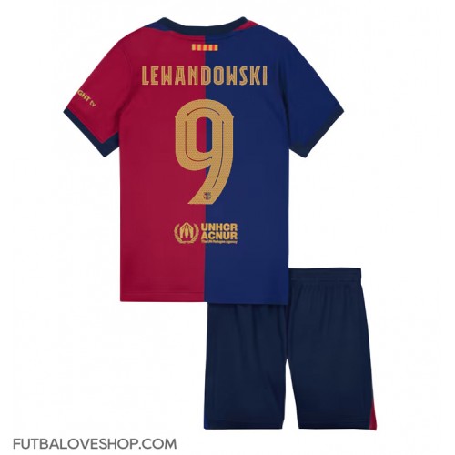 Dres Barcelona Robert Lewandowski #9 Domáci pre deti 2024-25 Krátky Rukáv (+ trenírky)